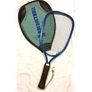 Leach Lady AC-250 Racquetball Racquet Blue Brown Leather Grip Blue Cover USA